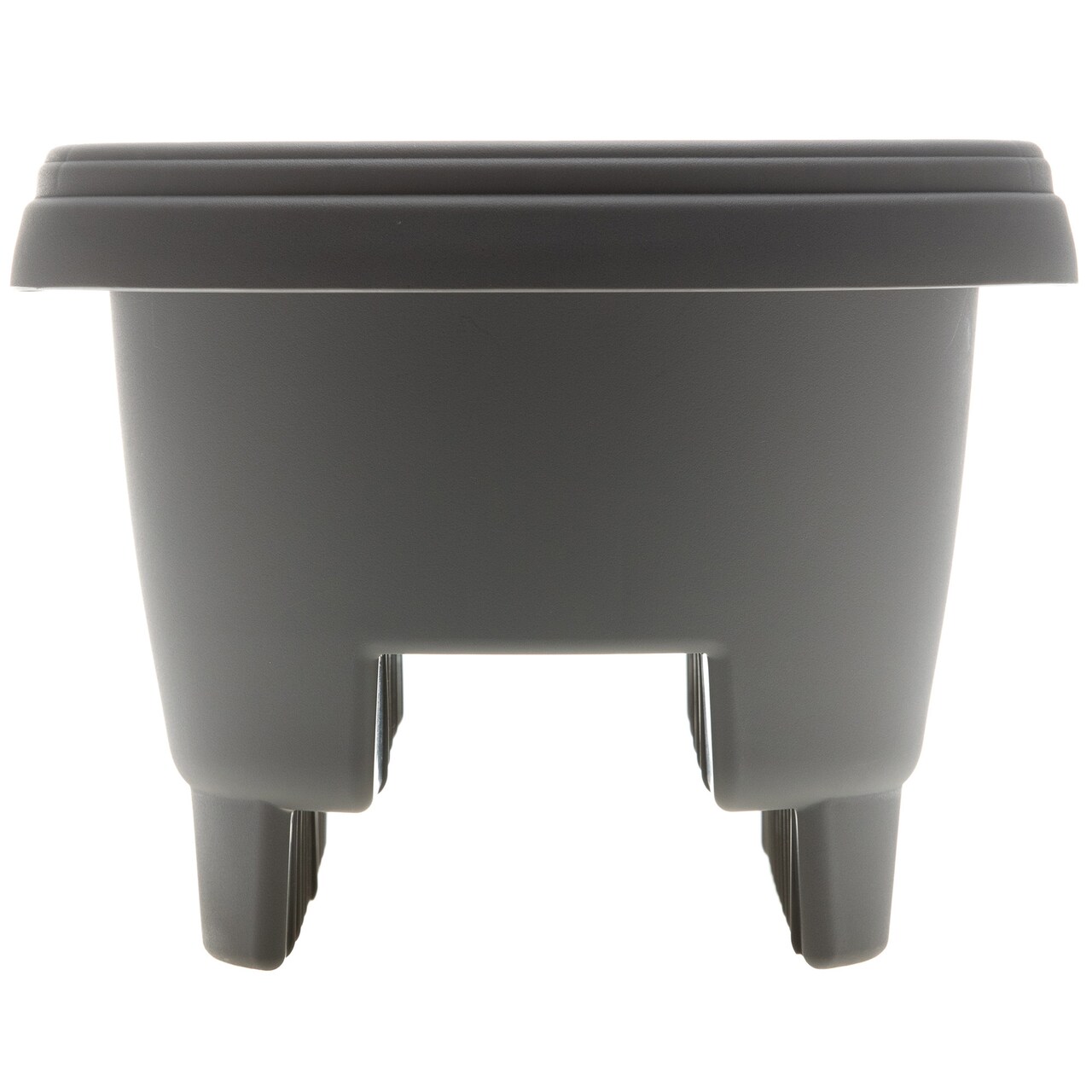 Bloem Modica Deck Rail Round Planter: 12" - Charcoal - Matte Finish, Fits Rail Sizes 3"-3.75", Durable Resin Pot, For Indoor and Outdoor Use, Gardening, 2 Gallon Capacity